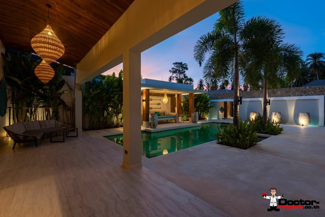 New Luxury Balinese Style Modern 3 Bedroom Pool Villa – Mea Nam, Koh Samui – For Sale